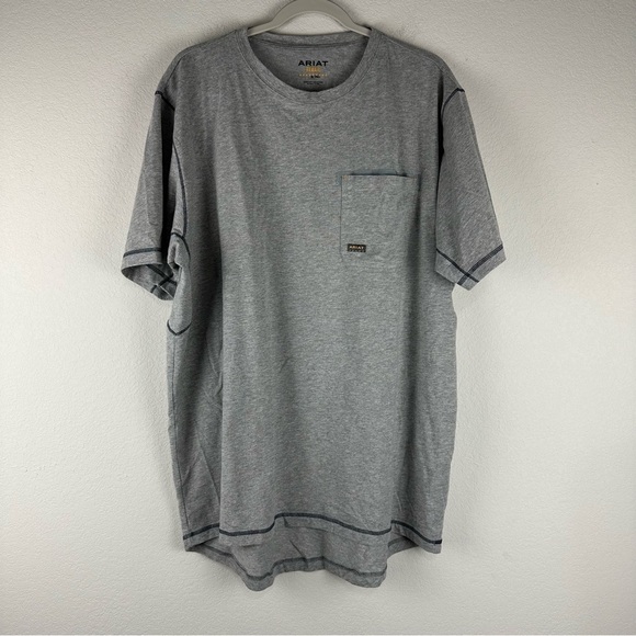 Ariat Gray Rebar Workman Heavy Duty Short Sleeve Tee Shirt Size XL Tall - Picture 1 of 7
